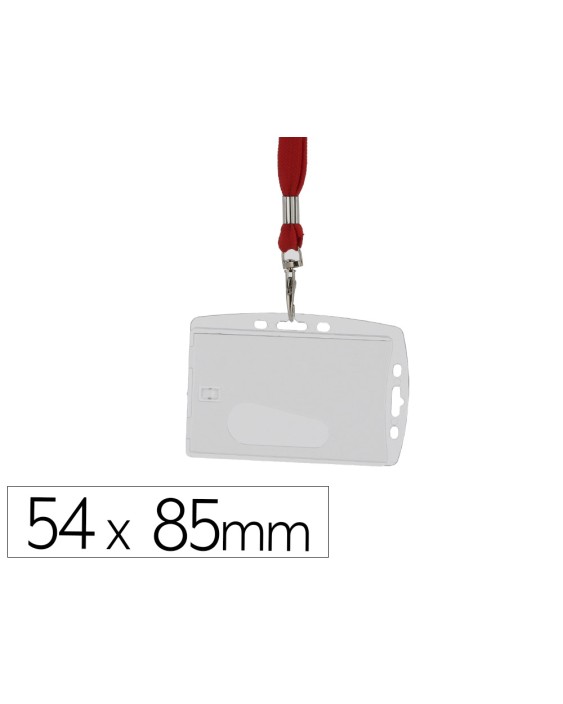 Identificador q-connect con cordon plano rojo uso vertical/horizontal 54x85 mm