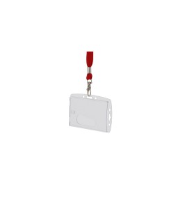 Identificador q-connect con cordon plano rojo uso vertical/horizontal 54x85 mm