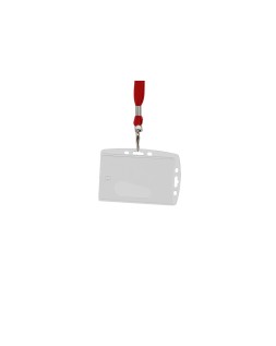 Identificador q-connect con cordon plano rojo uso vertical/horizontal 54x85 mm