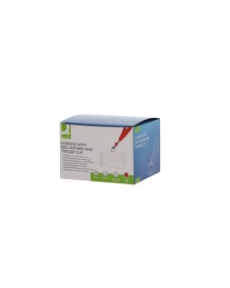 Identificador q-connect con cordon plano rojo uso vertical/horizontal 54x85 mm