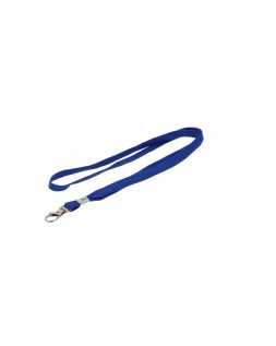 Cordon plano q-connect con gancho metalico para identificadores color azul