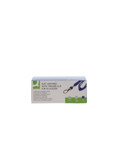 Cordon plano q-connect con gancho metalico para identificadores color azul