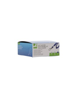 Cordon plano q-connect con gancho metalico para identificadores color azul