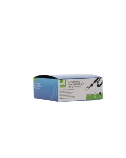 Cordon plano q-connect con gancho metalico para identificadores color negro