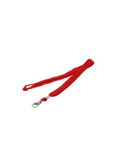 Cordon plano q-connect con gancho metalico para identificadores color rojo