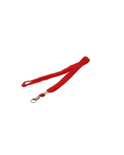 Cordon plano q-connect con gancho metalico para identificadores color rojo