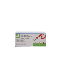 Cordon plano q-connect con gancho metalico para identificadores color rojo
