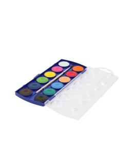 Acuarela liderpapel 12 colores con pincel mango de madera estuche de plastico