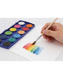 Acuarela liderpapel 12 colores con pincel mango de madera estuche de plastico