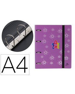 Carpeta 4 anillas 40 mm mixtas mariola polyfoam din a4 sin recambio estrellas