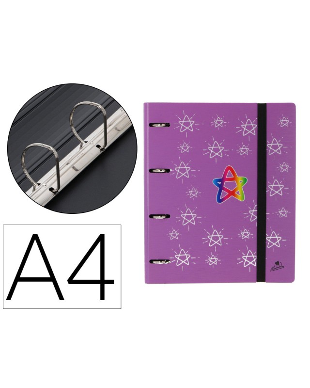 Carpeta 4 anillas 40 mm mixtas mariola polyfoam din a4 sin recambio estrellas