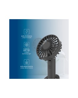 Ventilador de mano daewoo high power 5w 3 velocidades recargable usb-c color negro