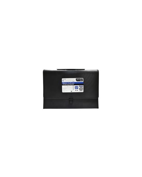 Maletin clasificador office box polipropileno con asa 24 separadores negro