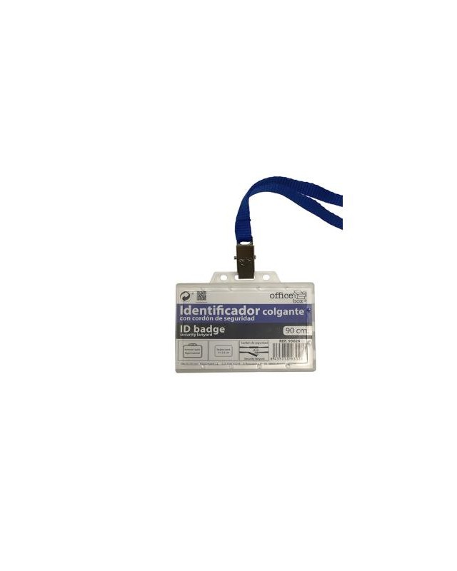 Identificador con cordon office box con cordon de seguridad azul