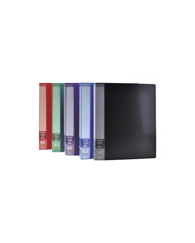 Carpeta 4 anillas de 16 mm office box active din a4 polipropileno colores surtidos