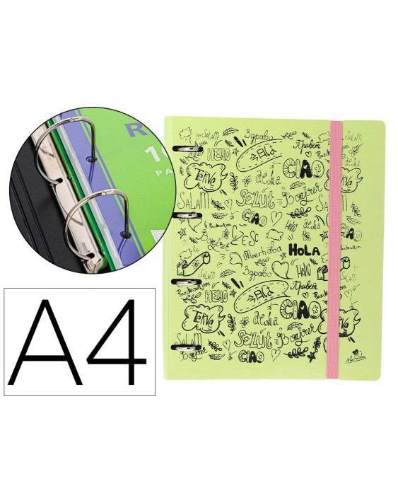 Carpeta 4 anillas 40 mm mixtas mariola polyfoam din a4 con recambio 100 h 90 gr separadores 6 posiciones