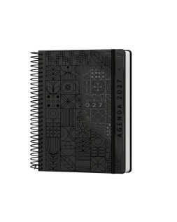 Agenda oficina liderpapel 2027 espiral syros dia pagina a5 bilingue 60g papel fsc black