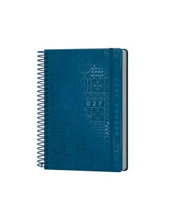 Agenda oficina liderpapel 2027 espiral syros dia pagina a5 bilingue 60g papel fsc navy blue