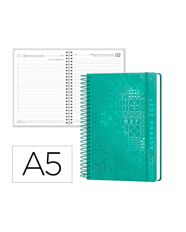 Agenda oficina liderpapel 2027 espiral syros dia pagina a5 bilingue 60g papel fsc design 5