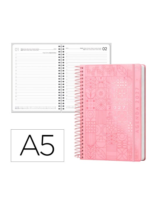 Agenda oficina liderpapel 2027 espiral syros dia pagina a5 bilingue 60g papel fsc design 6