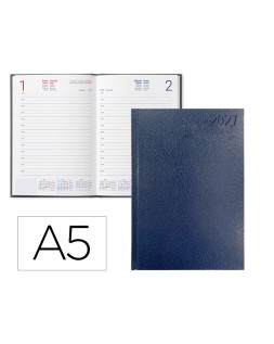 Agenda oficina liderpapel 2027 encuadernada corfu dia pagina a5 bilingue 60g papel fsc blue