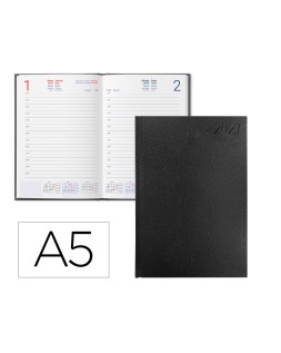 Agenda oficina liderpapel 2027 encuadernada corfu dia pagina a5 bilingue 60g papel fsc black