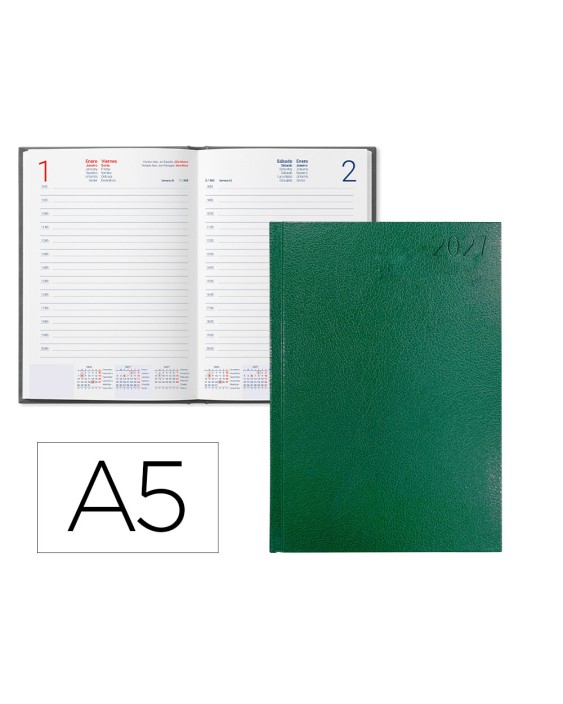 Agenda oficina liderpapel 2027 encuadernada corfu dia pagina a5 bilingue 60g papel fsc green