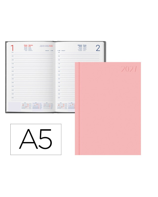 Agenda oficina liderpapel 2027 encuadernada corfu dia pagina a5 bilingue 60g papel fsc new color