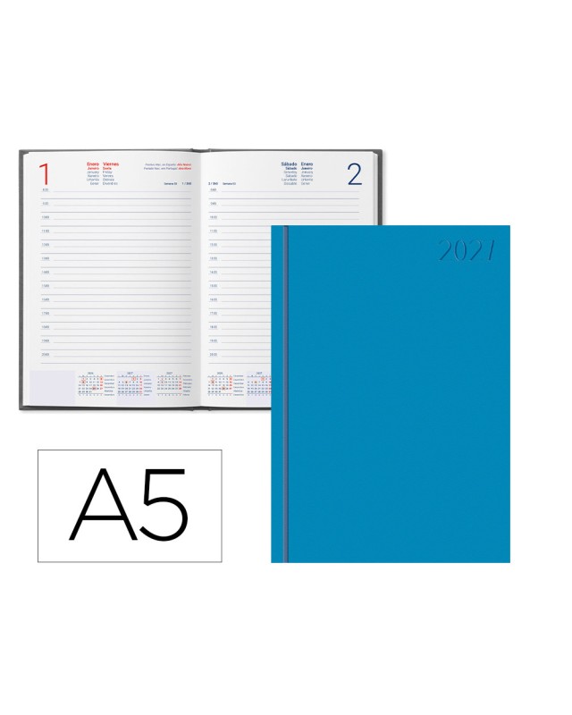Agenda oficina liderpapel 2027 encuadernada corfu dia pagina a5 bilingue 60g papel fsc new color