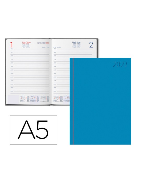 Agenda oficina liderpapel 2027 encuadernada corfu dia pagina a5 bilingue 60g papel fsc new color