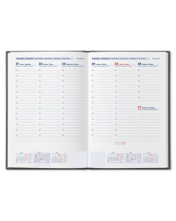 Agenda oficina liderpapel 2027 encuadernada corfu semana vista a5 bilingue 60g papel fsc black