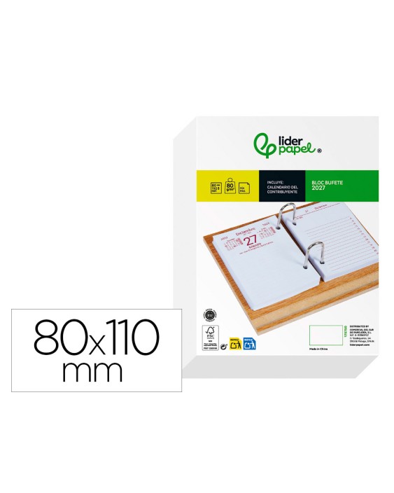 Bloc bufete liderpapel 2027 80x110 mm papel 80 g fsc