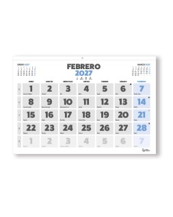 Calendario pared liderpapel clasico 2027 lomo engomado 300x200 mm papel 105 g