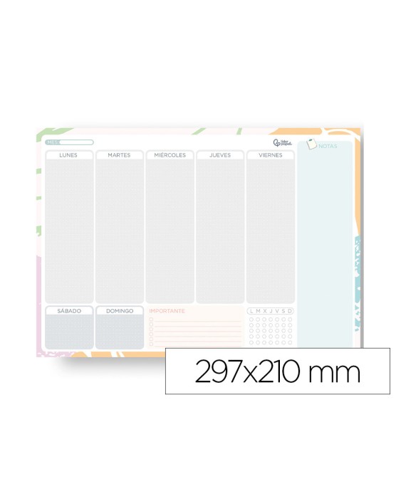 Planning semanal liderpapel teens 2027 297x210 mm con pegatinas papel 104 g