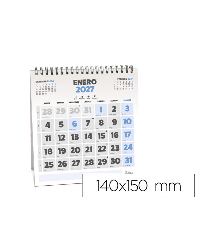 Calendario espiral triangular liderpapel de sobremesa serie clasico 2027 140x150 mm papel 128 g