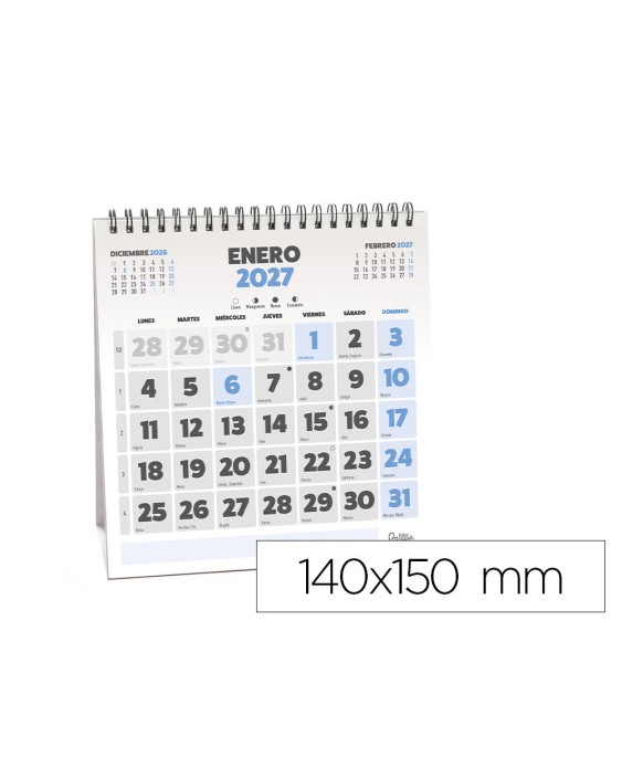 Calendario espiral triangular liderpapel de sobremesa serie clasico 2027 140x150 mm papel 128 g