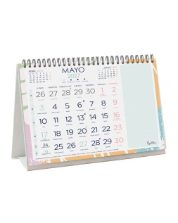 Calendario espiral triangular liderpapel de sobremesa serie joven 2027 180x140 mm papel 128 g con pegatinas