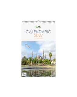 Calendario espiral pared liderpapel imagenes ciudades 2027 para escribir 250x400 mm papel 157 g