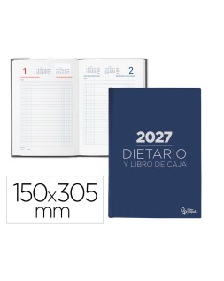 Dietario liderpapel 2027 dos tercios 150x305 mm dia pagina bilingue color azul papel 70 g fsc
