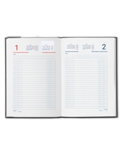 Dietario liderpapel 2027 cuarto 150x215 mm dia pagina bilingue color azul papel 70 g fsc