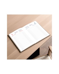 Dietario liderpapel 2027 octavo 120x165 mm dia pagina bilingue color rojo papel 70 g fsc