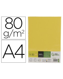 Papel color liderpapel din a4 80 gr amarillo intenso paquete de 500 hojas
