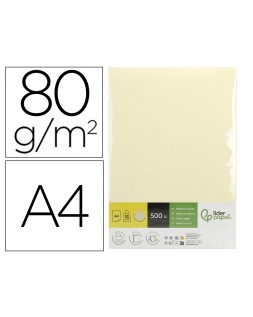 Papel color liderpapel din a4 80 gr crema paquete de 500 hojas