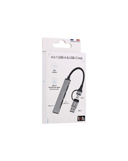 Hub tnb ultrafino usb-a /usb-c 4xusb-a color aluminio