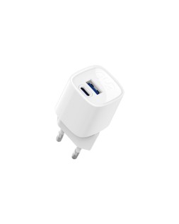 Cargador de pared tnb gan 30 w usb-c + usb a color blanco