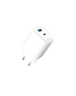 Cargador de pared tnb gan 65 w usb-c + usb a color blanco