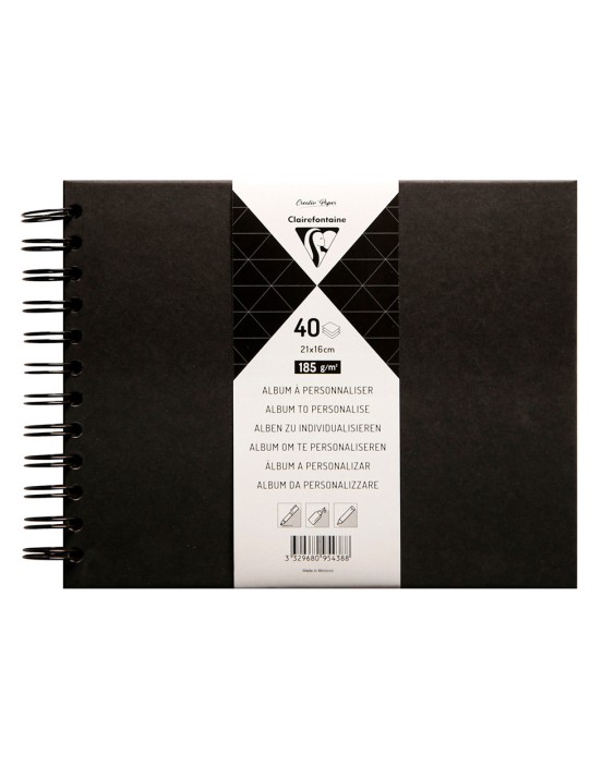 Album de fotos espiral clairefontaine tapa dura negra 210x160 mm 40 hojas 185 g