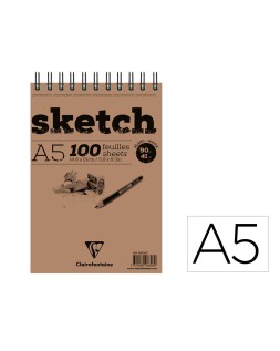 Bloc de dibujo espiral croquis clairefontaine din a5 microperforado 148x210 mm 100 hojas blancas 90 g