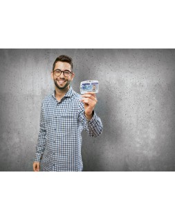 Identificador durable rigido poliestireno transparente para 1 tarjeta 54x87 mm