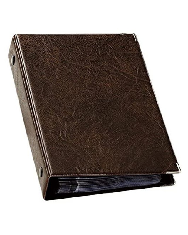 Tarjetero durable visifix 4 anillas 25 fundas con indice alfabetico para 200 tarjetas visitas 57x90 mm color marron